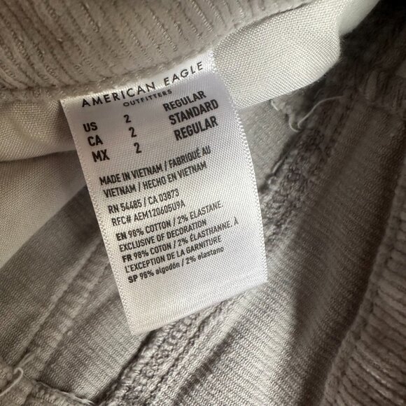 American Eagle Pants Womens 2 28x31 Mid Rise High Rise Kick Boot Corduroy Grey - Picture 7 of 14